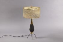 Amazing table lamp,
USA, 1960,
ceramic base, bra...