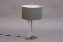 table lamp,
Italy 1970
Lucite, chrome, fabric sh...