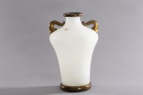 glass vase,
Murano 1950,
opalglass with golden h...